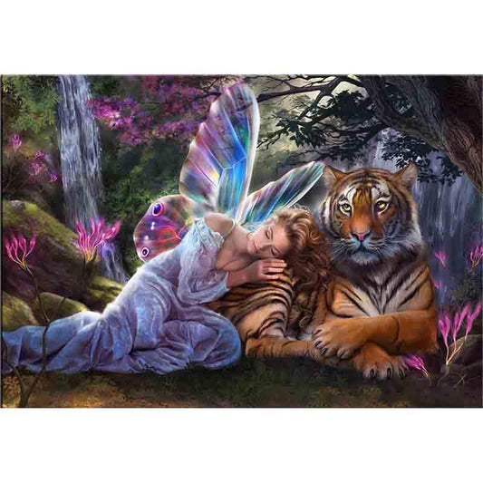 Une Fée Endormie avec un Tigre