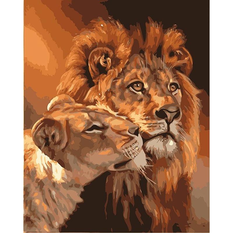 Couple de Lions Amoureux - Kit Broderie Diamant - Artiste du Diamant - Diamond Painting
