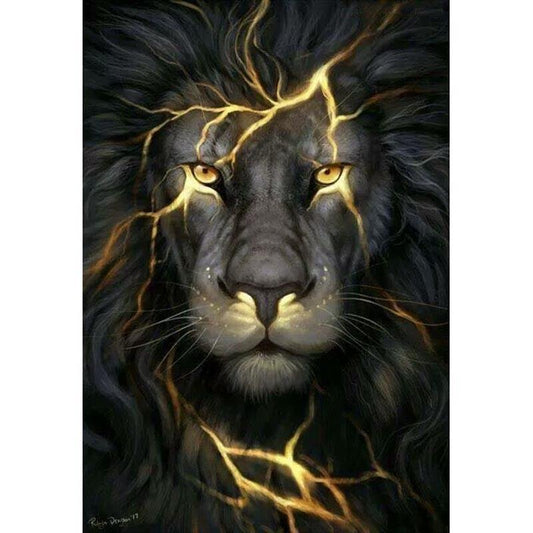 Face de Lion avec Reflets de Lumières