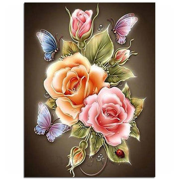 Fleurs et Papillons Illuminés - Kit Broderie Diamant - Artiste du Diamant - Diamond Painting