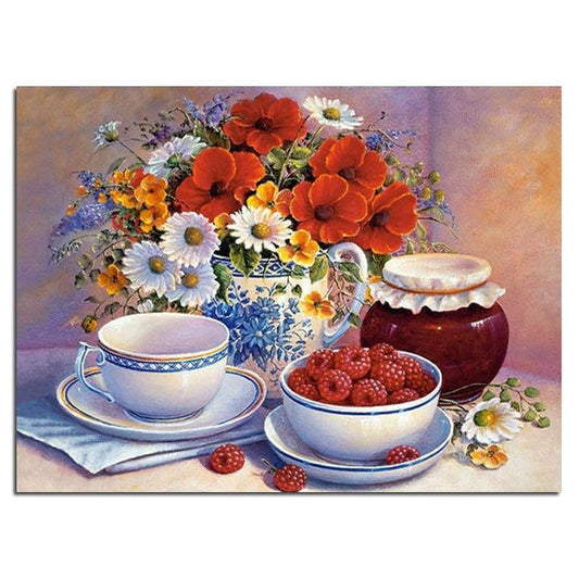 Fruits et Fleurs au Petit Déjeuner (30 x 40 cm)
