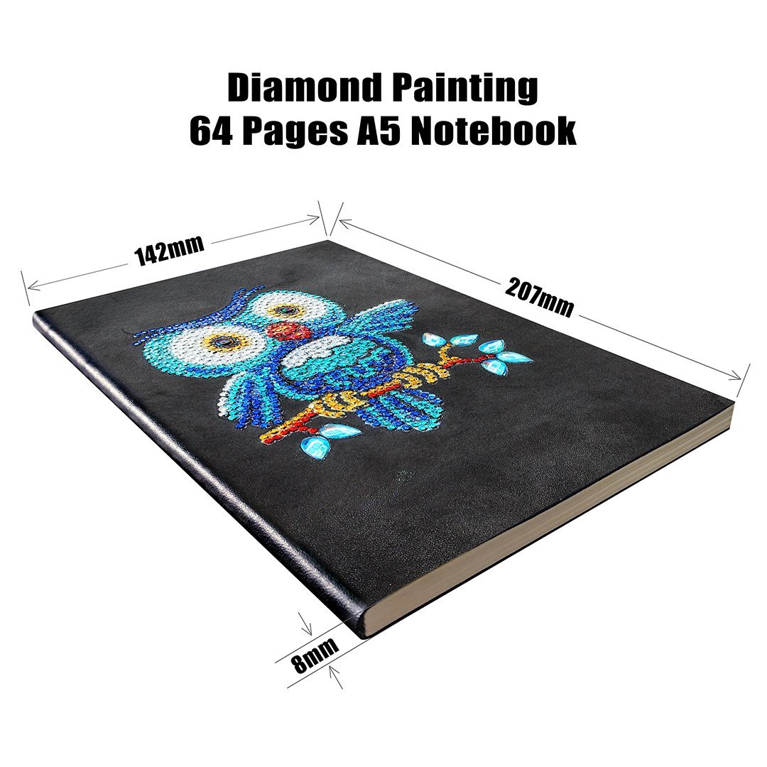 Notebook "Chouette Bleue" en Broderie Diamant - Artiste du Diamant - Diamond Painting