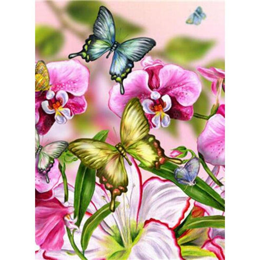 Papillons et Orchidées Rose