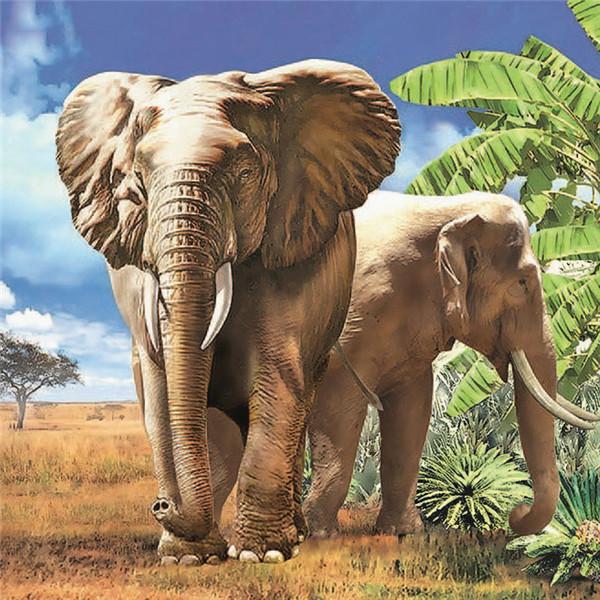 Superbes Éléphants d'Afrique - Kit Broderie Diamant - Artiste du Diamant - Diamond Painting