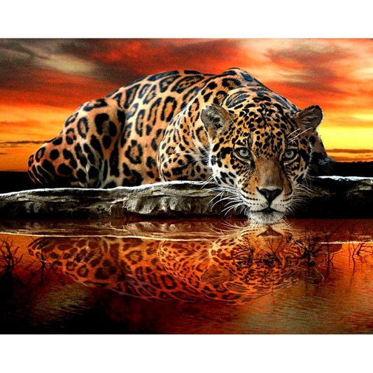 Un Tigre avec son Reflet dans l'Eau - Kit Broderie Diamant - Artiste du Diamant - Diamond Painting